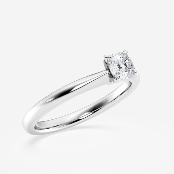 1/2 ctw Cushion Lab Grown Diamond Petite Solitaire Engagement Ring - Picture 2 of 6